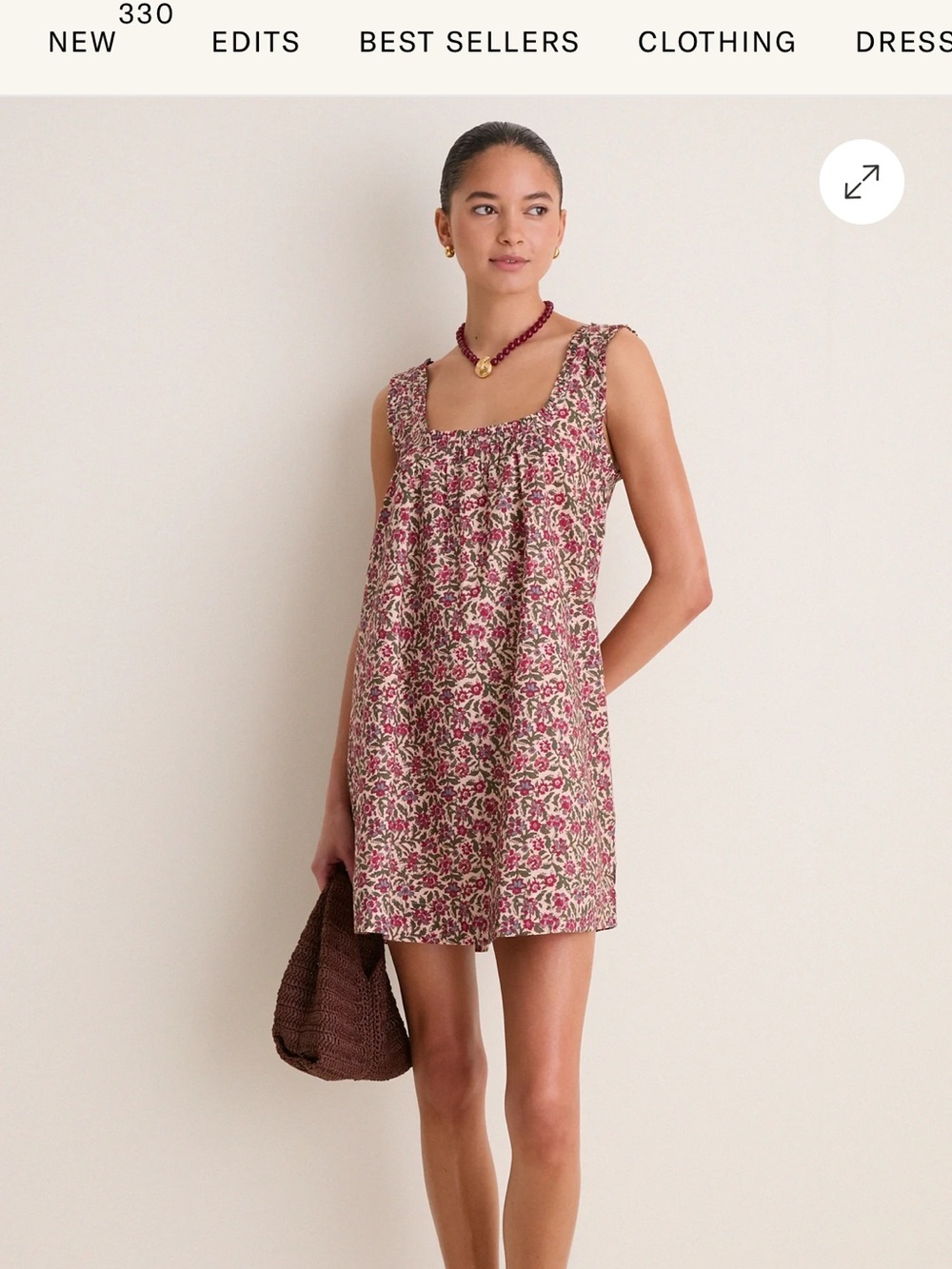 Tuckernuck Floral Mini Dress in Pink and Cream